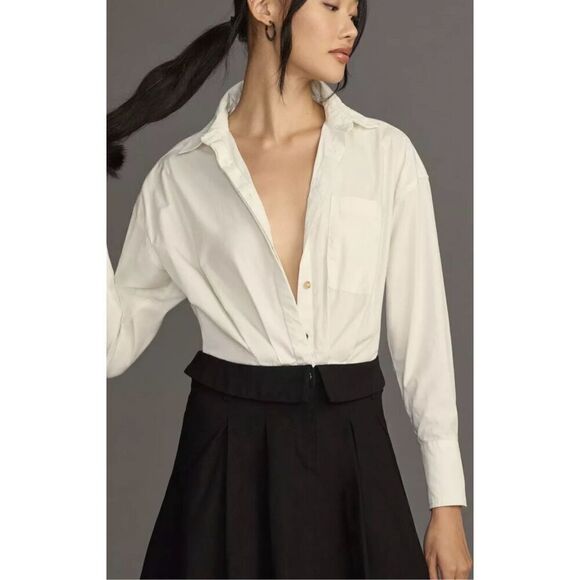 By Anthropologie Twofer Buttondown Shirt Dress Size XS $160 NWT - Picture 4 of 8